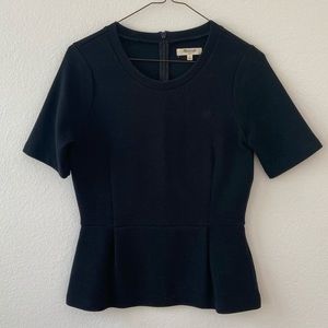 Made well Black Short Sleeved Tailored Peplum Top